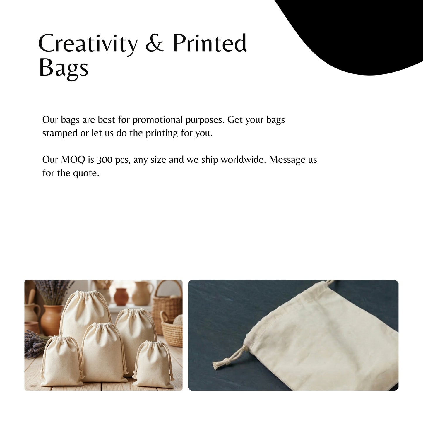 100% Organic Cotton Double Drawstring Premium Cotton Muslin Bags