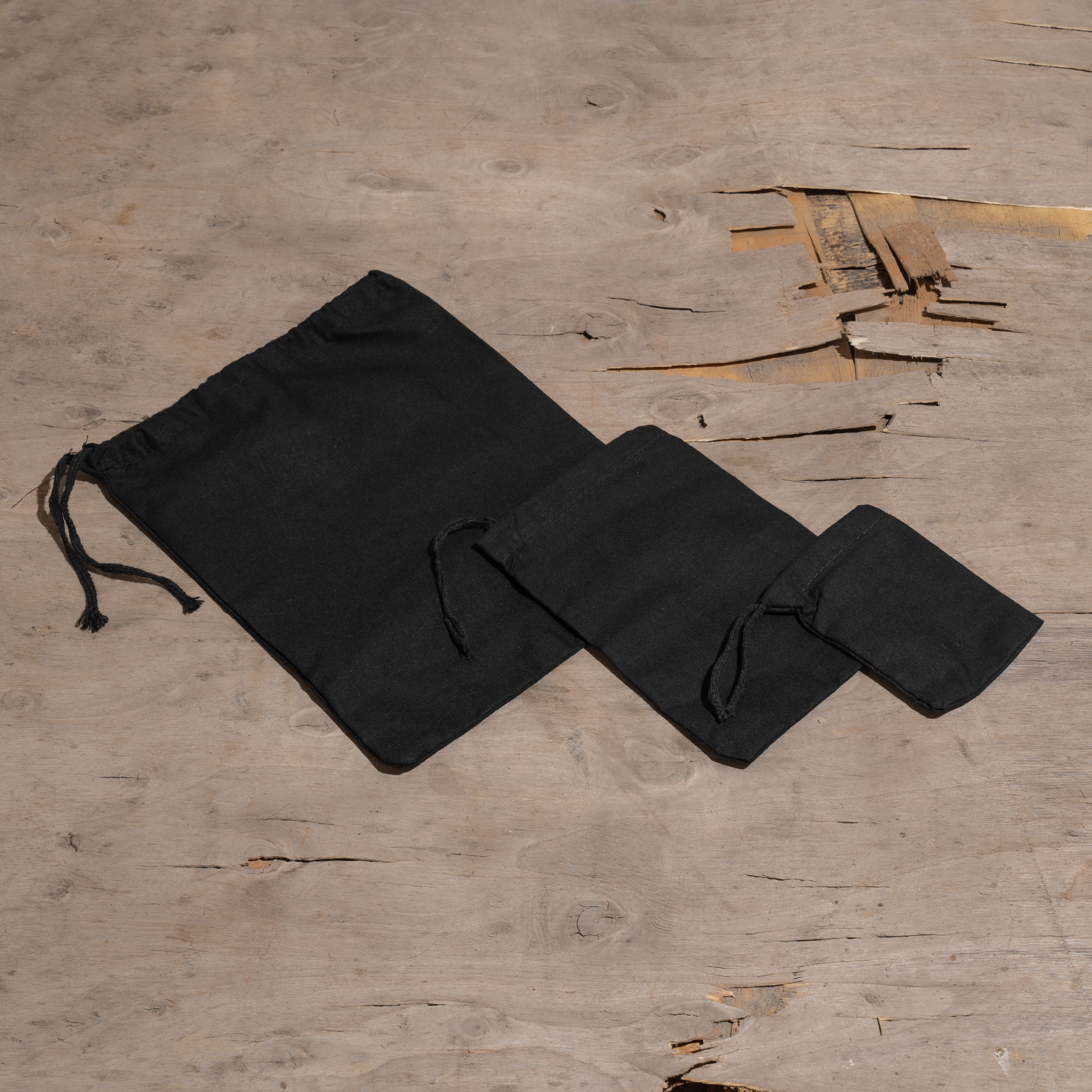Black Cotton Single Drawstring Bags