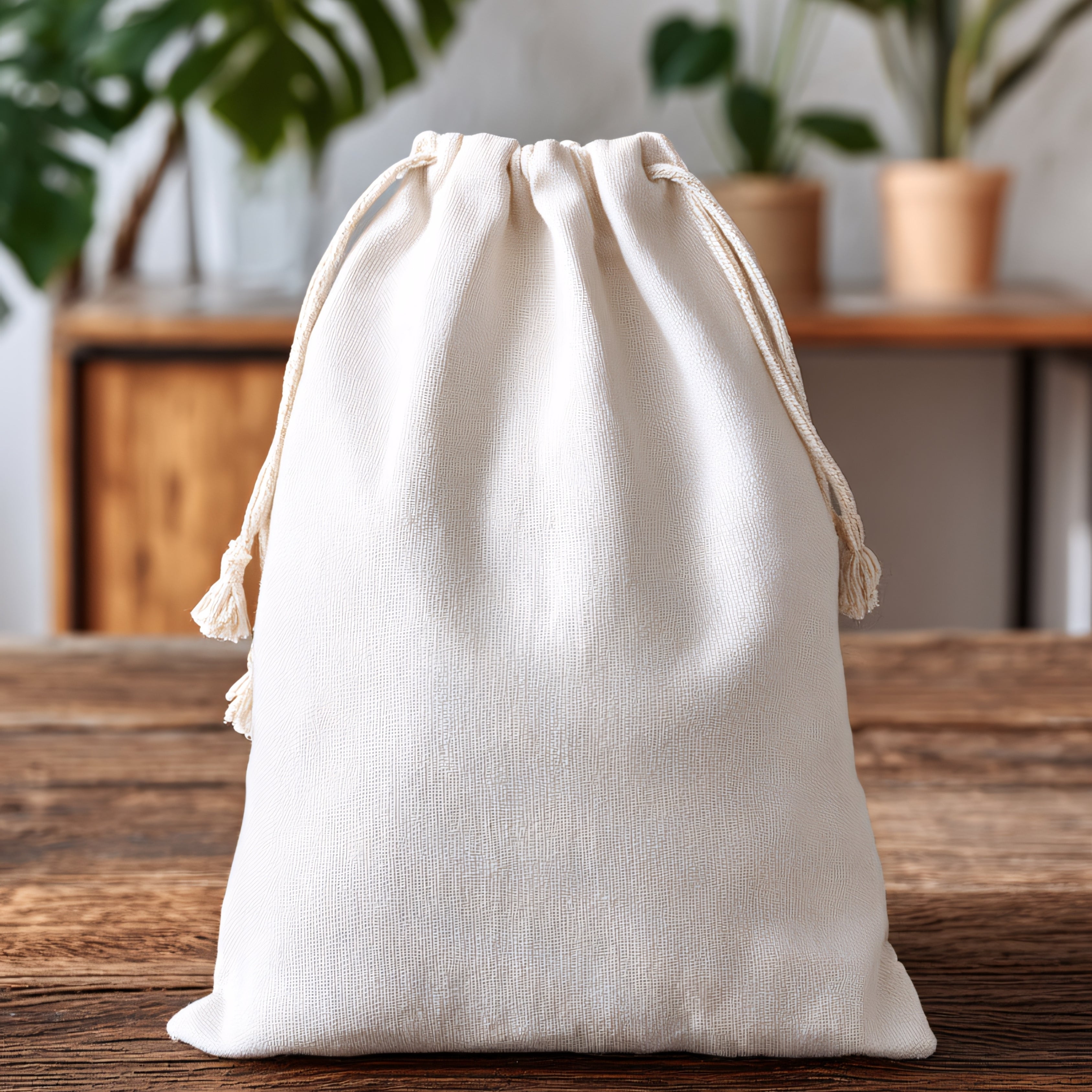 10x15 cm (4x6 Inches) 100% Organic Cotton Double Drawstring Eco-friendly Reusable Cotton Muslin Bags