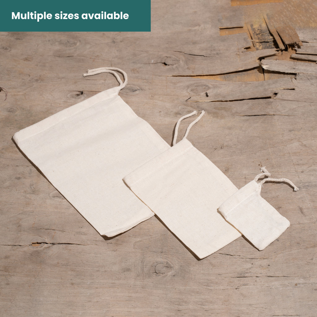 100% Organic Cotton Single Drawstring Eco-friendly Reusable Cotton Muslin Bags