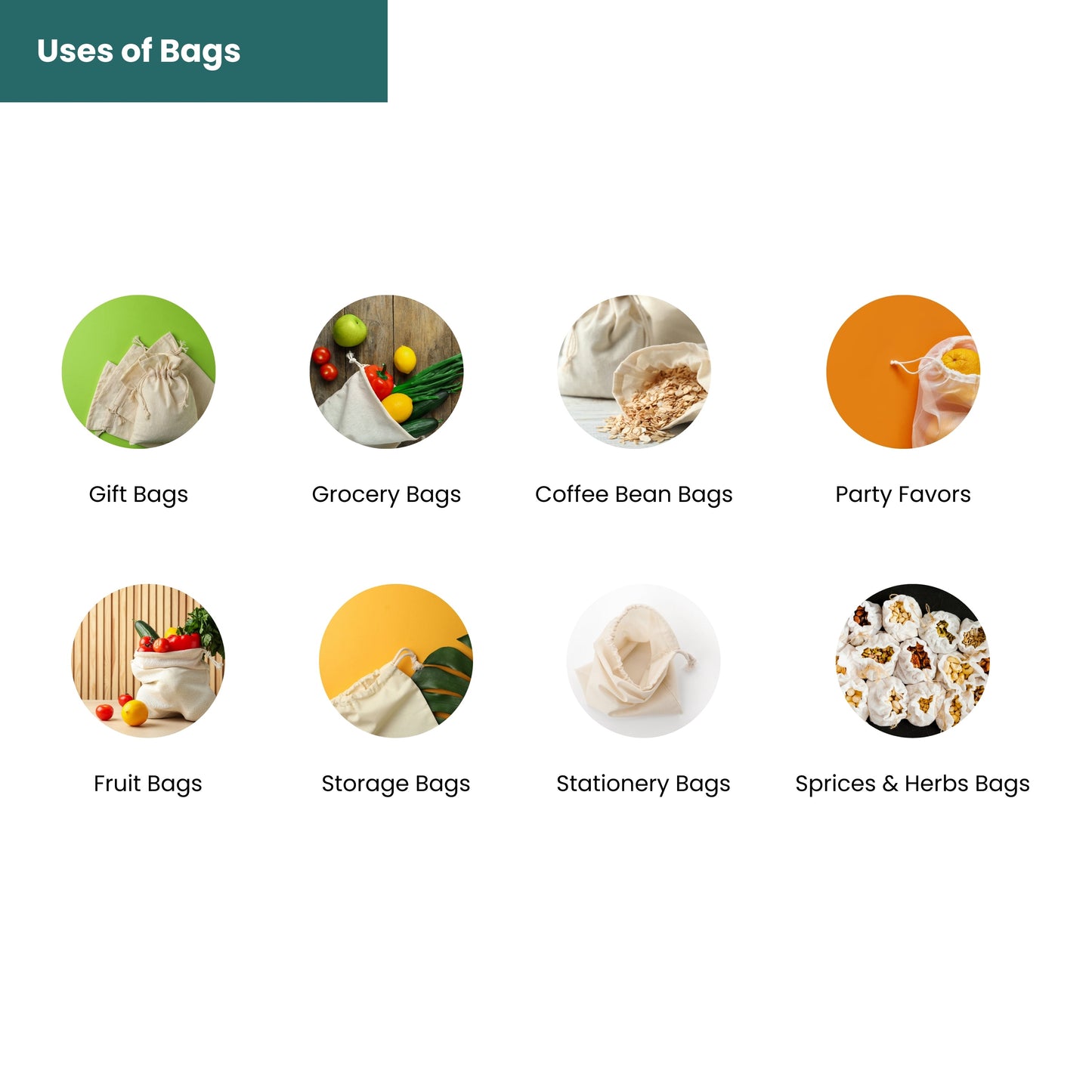 Canvas Cotton Double Drawstring Premium Quality Muslin Bags