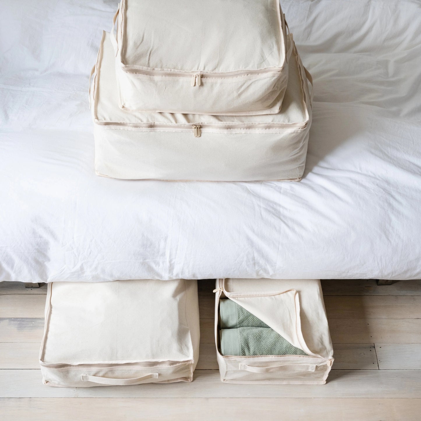 Clothing Storage Bags – 330gsm (10oz) Extra Thick Natural Cotton Packing Cubes – X-Large