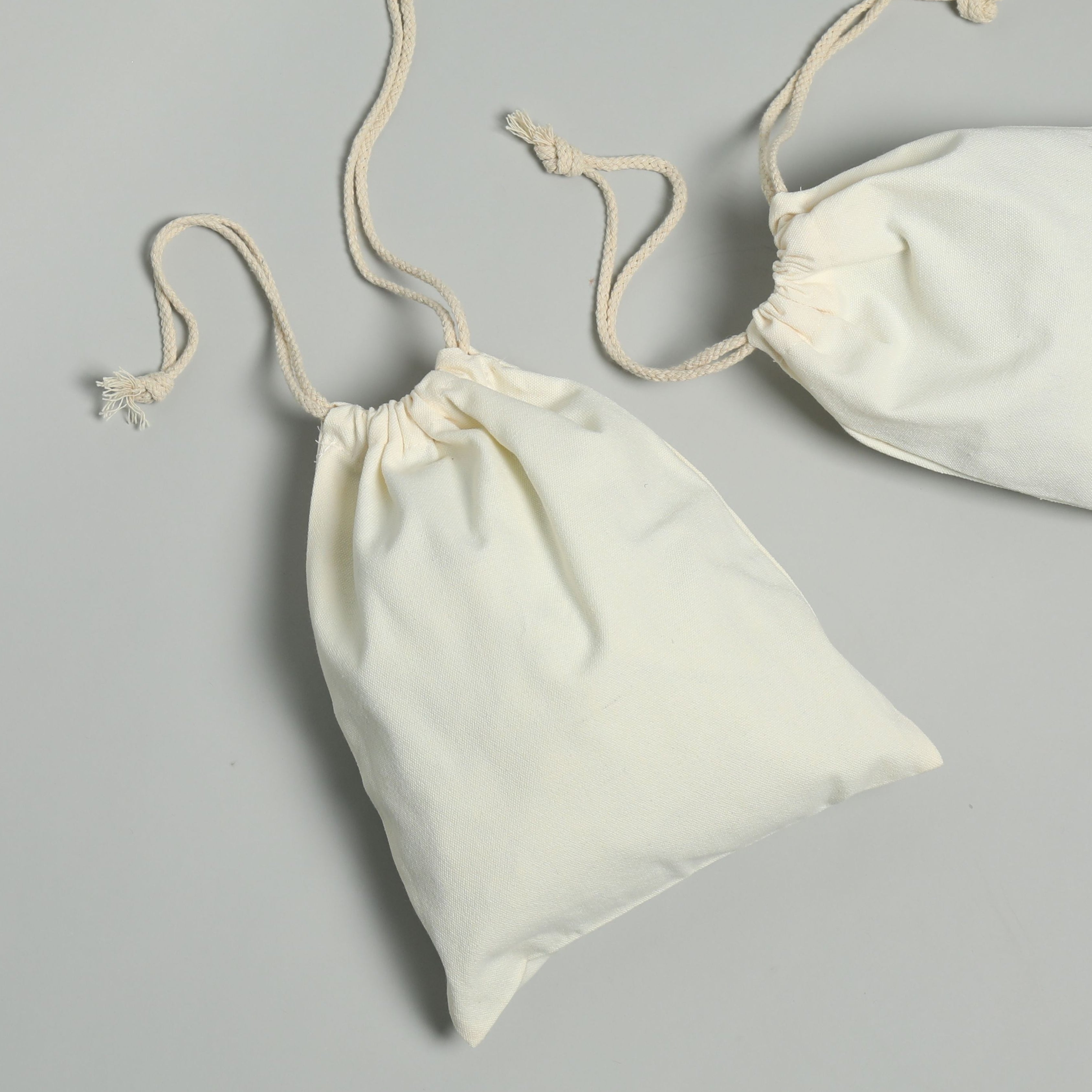 100% Organic Cotton Double Drawstring Eco-friendly Reusable Cotton Muslin Bags