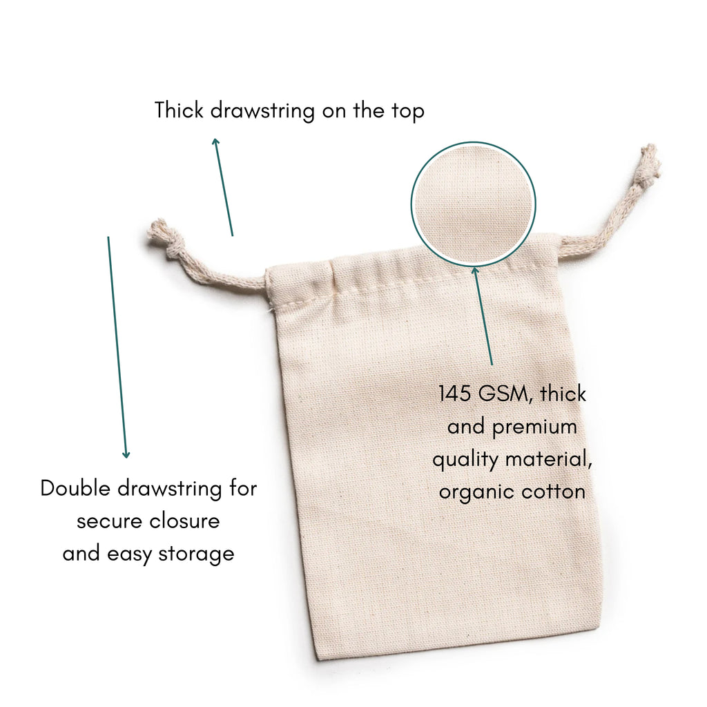 100% Organic Cotton Double Drawstring Eco-friendly Reusable Cotton Muslin Bags