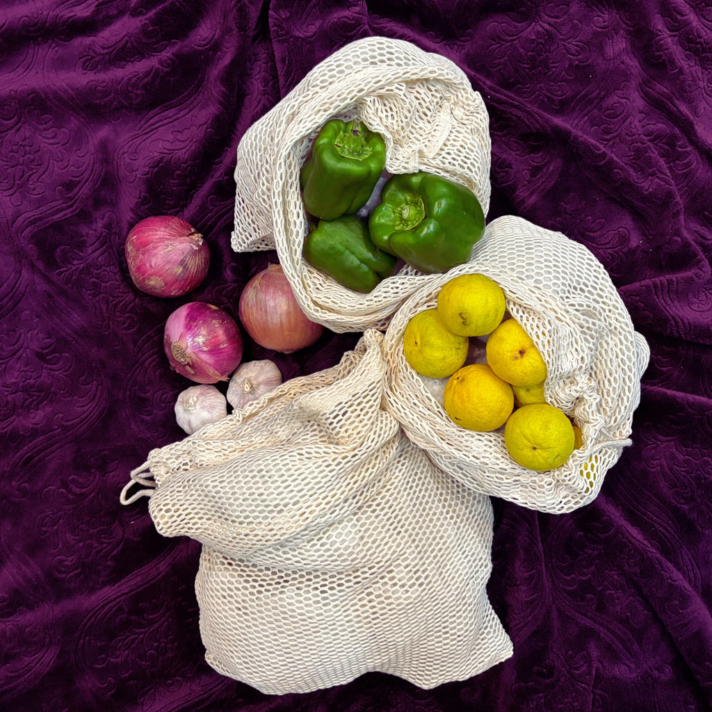 Organic Cotton Laundry Bags. Washable and Reusable. Mesh Storage Bags