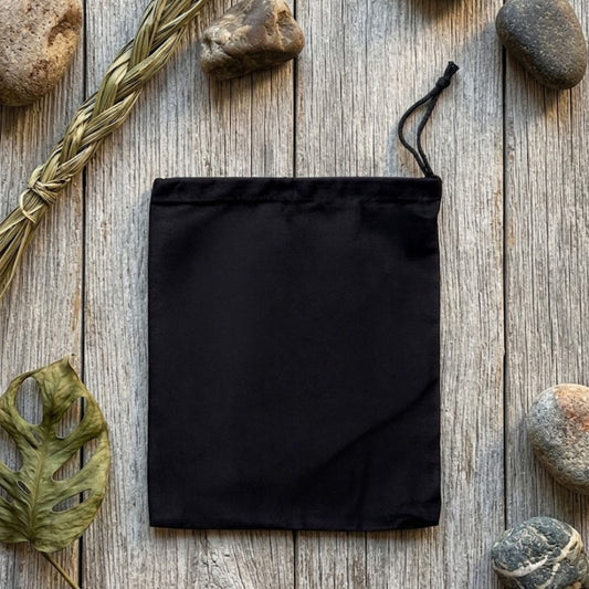 Black Cotton Single Drawstring Cotton Muslin Bags