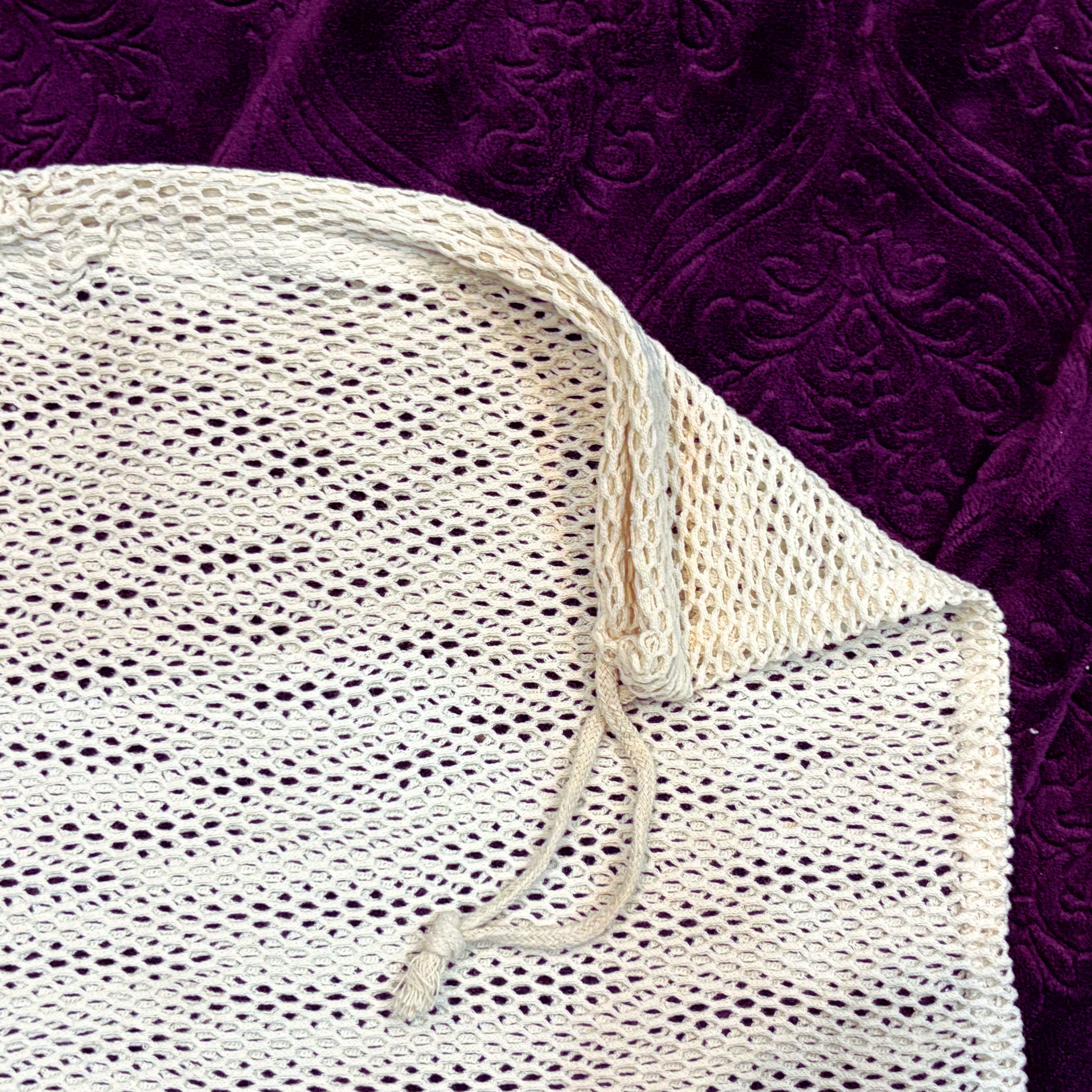 Organic Cotton Laundry Bags. Washable and Reusable. Mesh Storage Bags