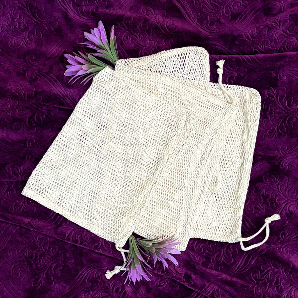 Organic Cotton Laundry Bags. Washable and Reusable. Mesh Storage Bags