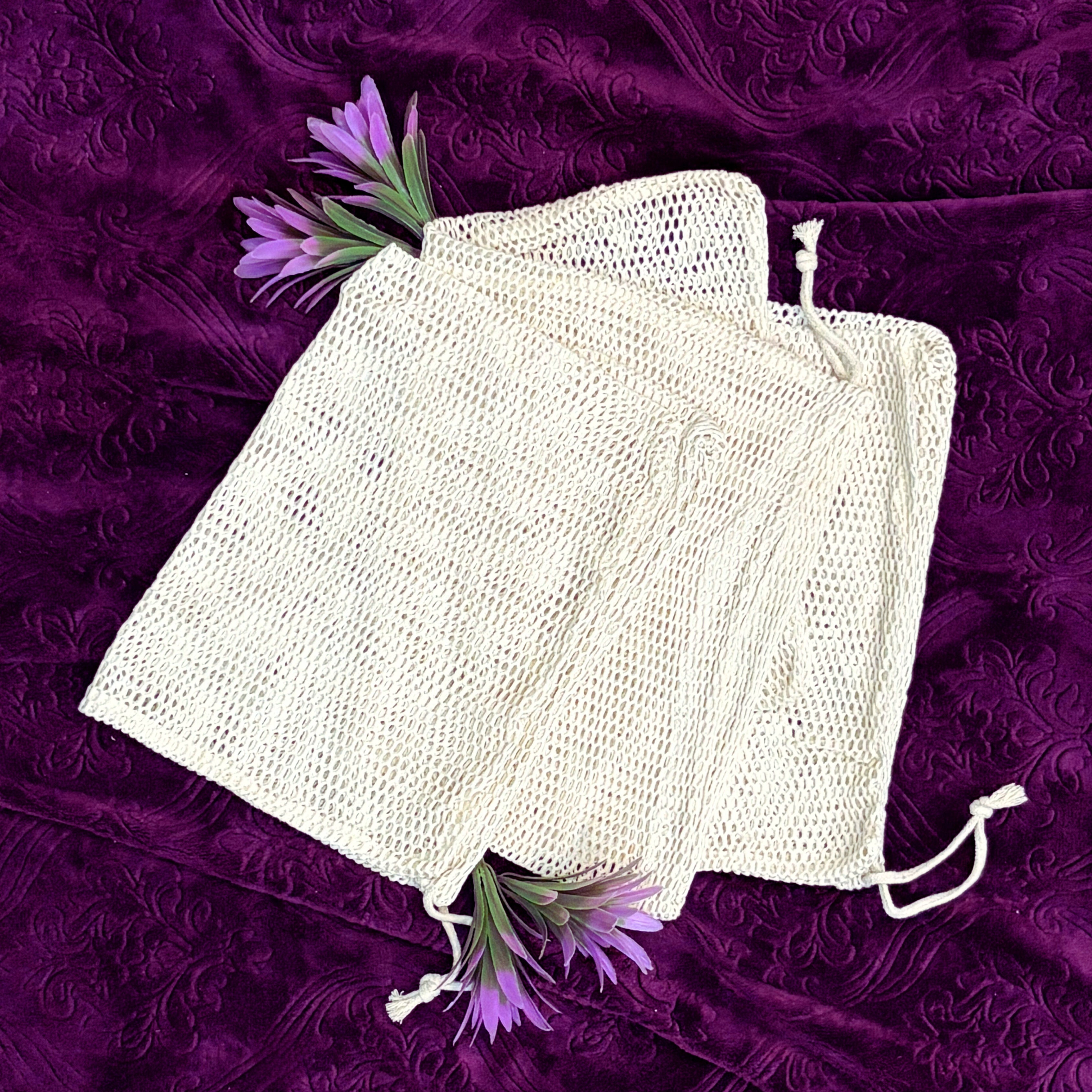 Organic Cotton Laundry Bags. Washable and Reusable. Mesh Storage Bags