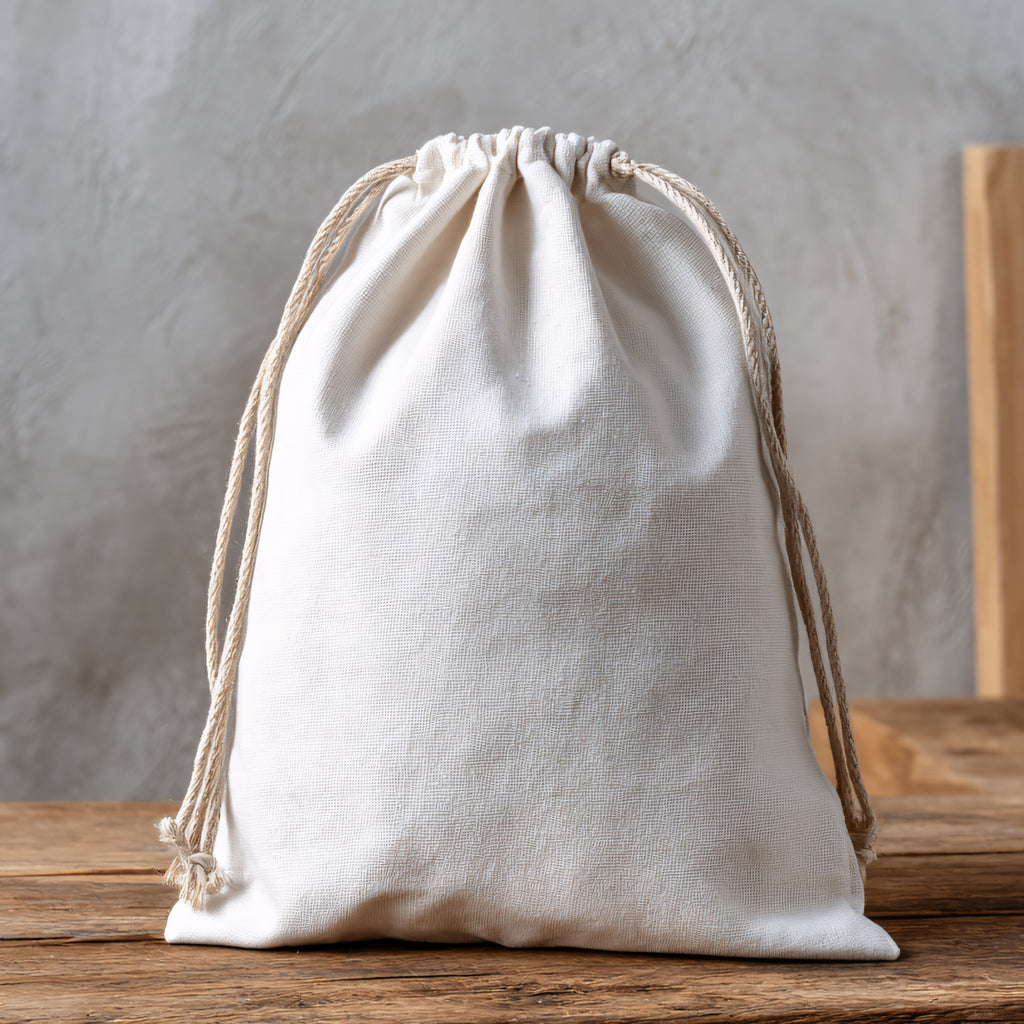 100% Organic Cotton Double Drawstring Eco-friendly Reusable Cotton Muslin Bags