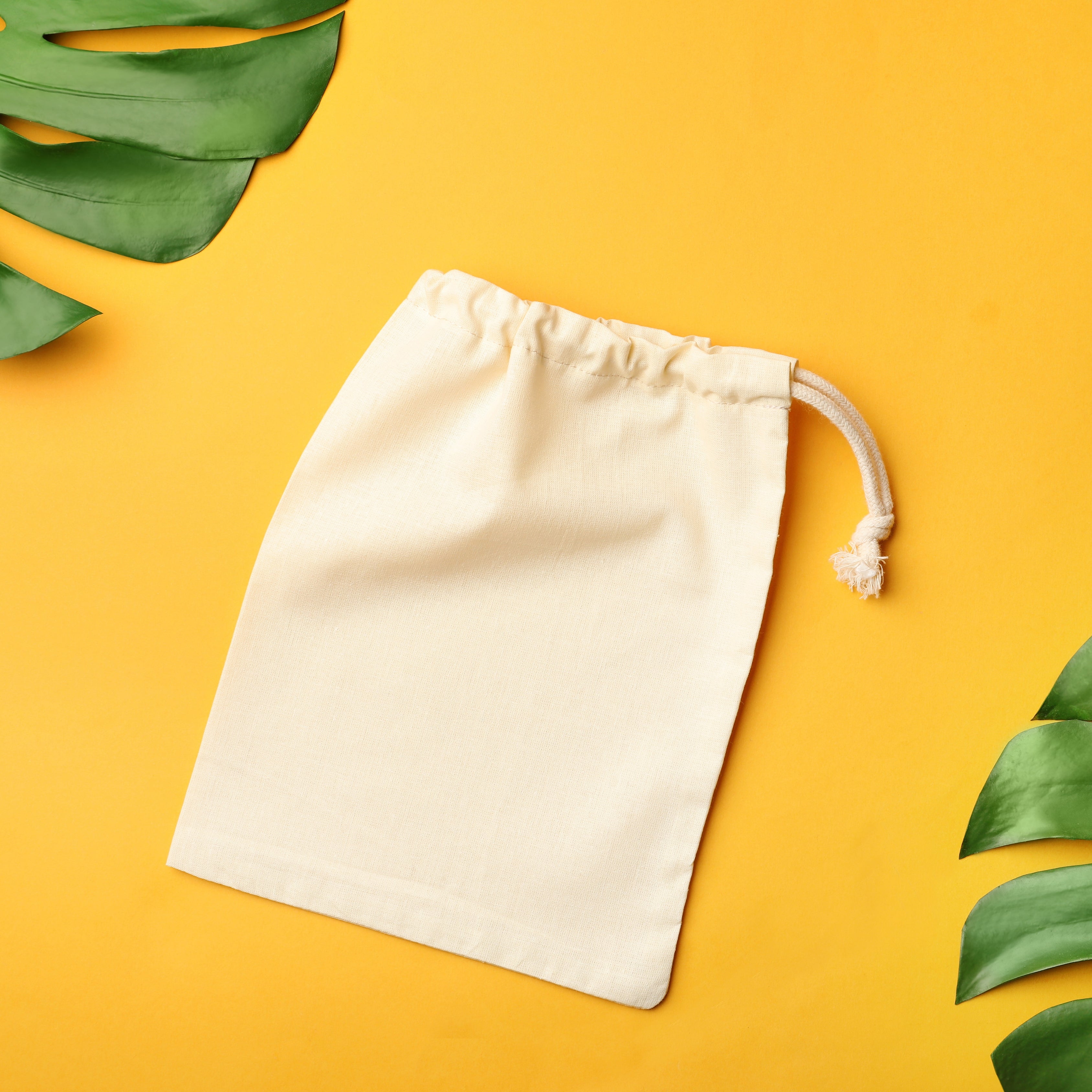 100% Organic Cotton Single Drawstring Eco-friendly Reusable Cotton Muslin Bags
