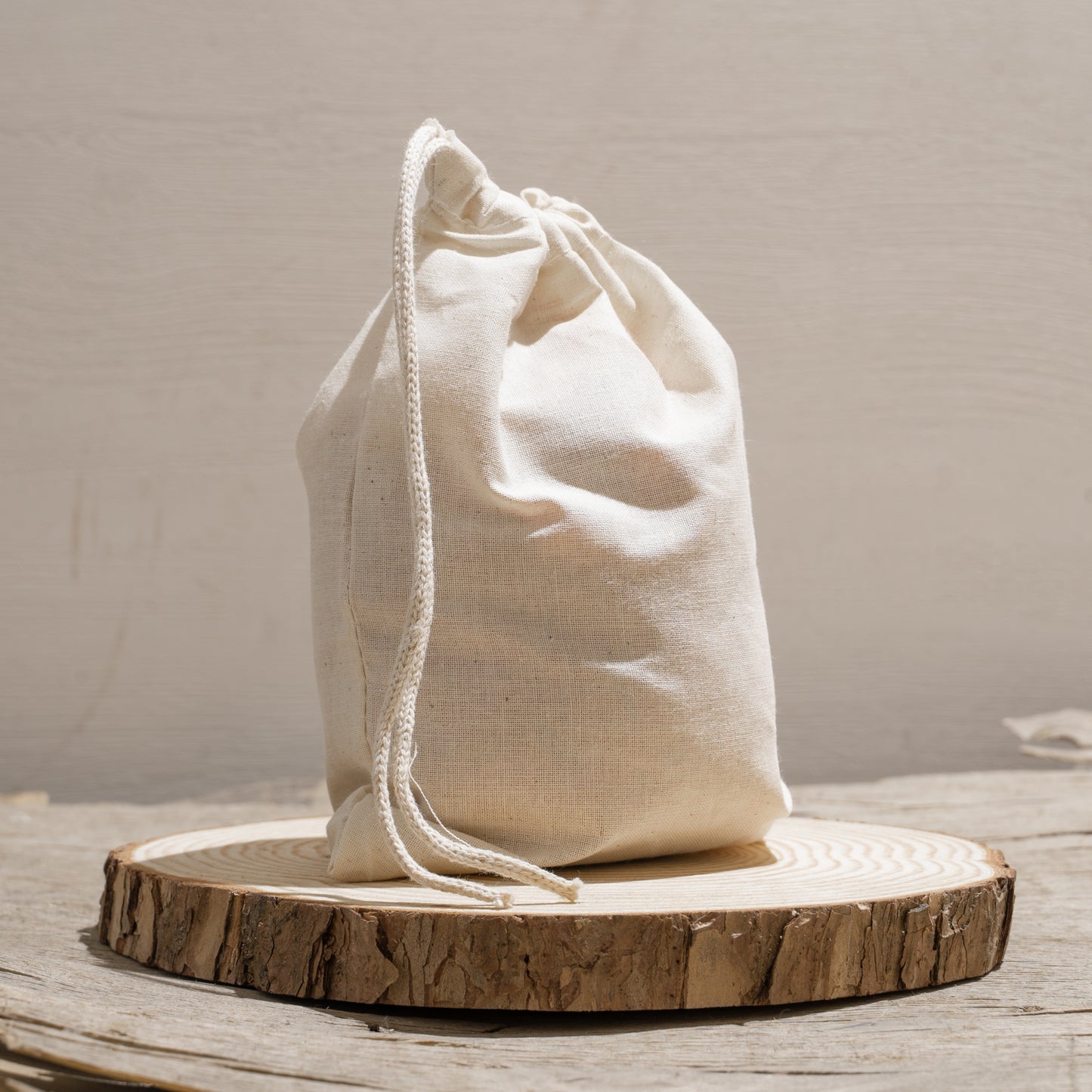100% Organic Cotton Single Drawstring Premium Cotton Muslin Bags