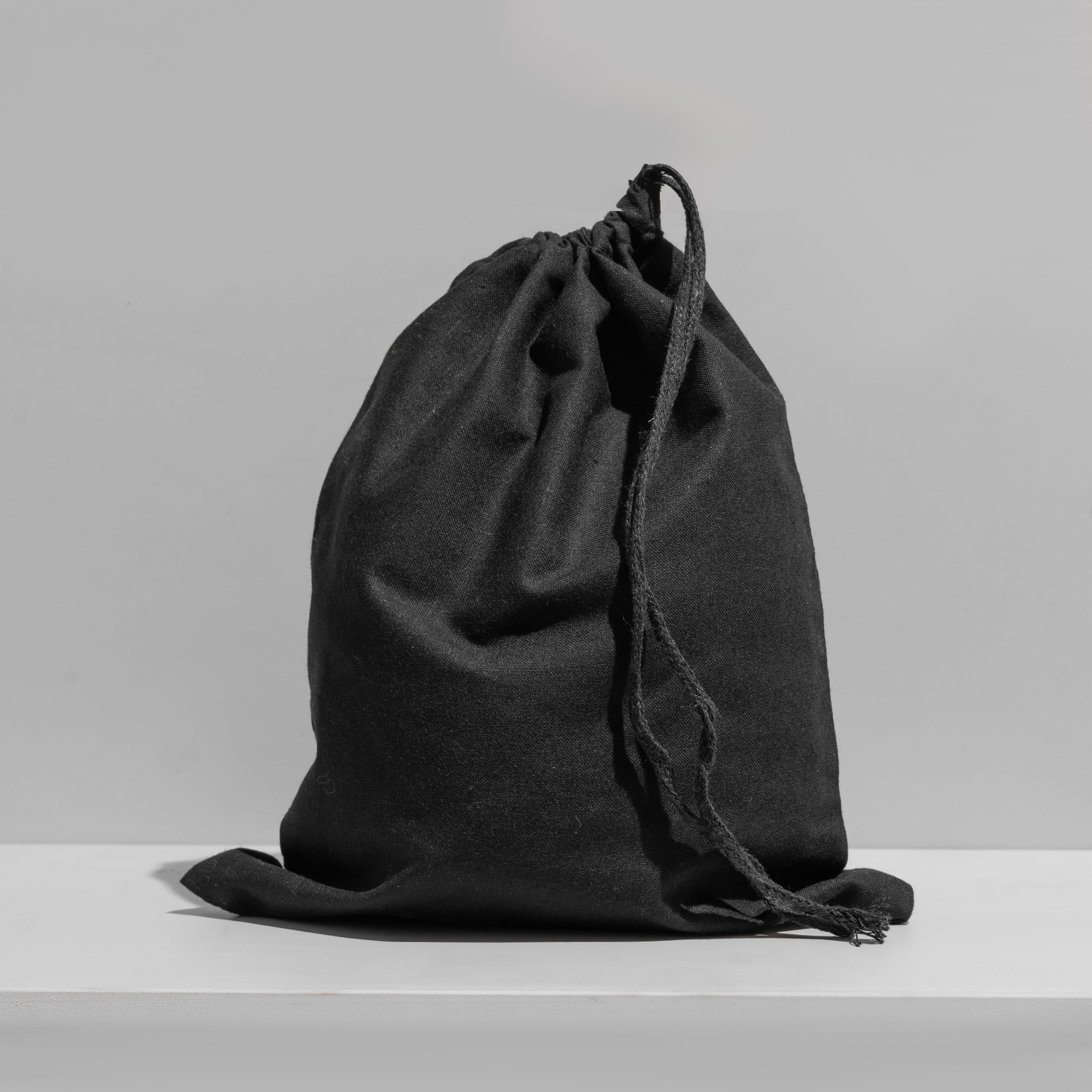 Black Cotton Single Drawstring Eco-friendly Reusable Cotton Muslin Bags