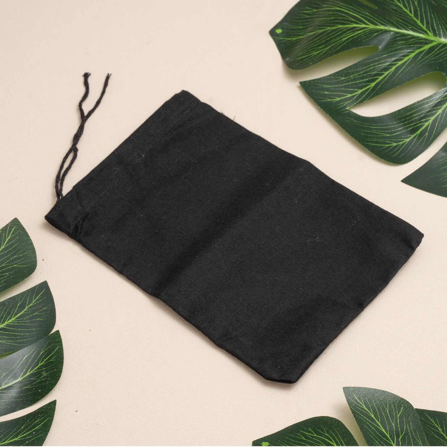 Black Cotton Single Drawstring Cotton Muslin Bags