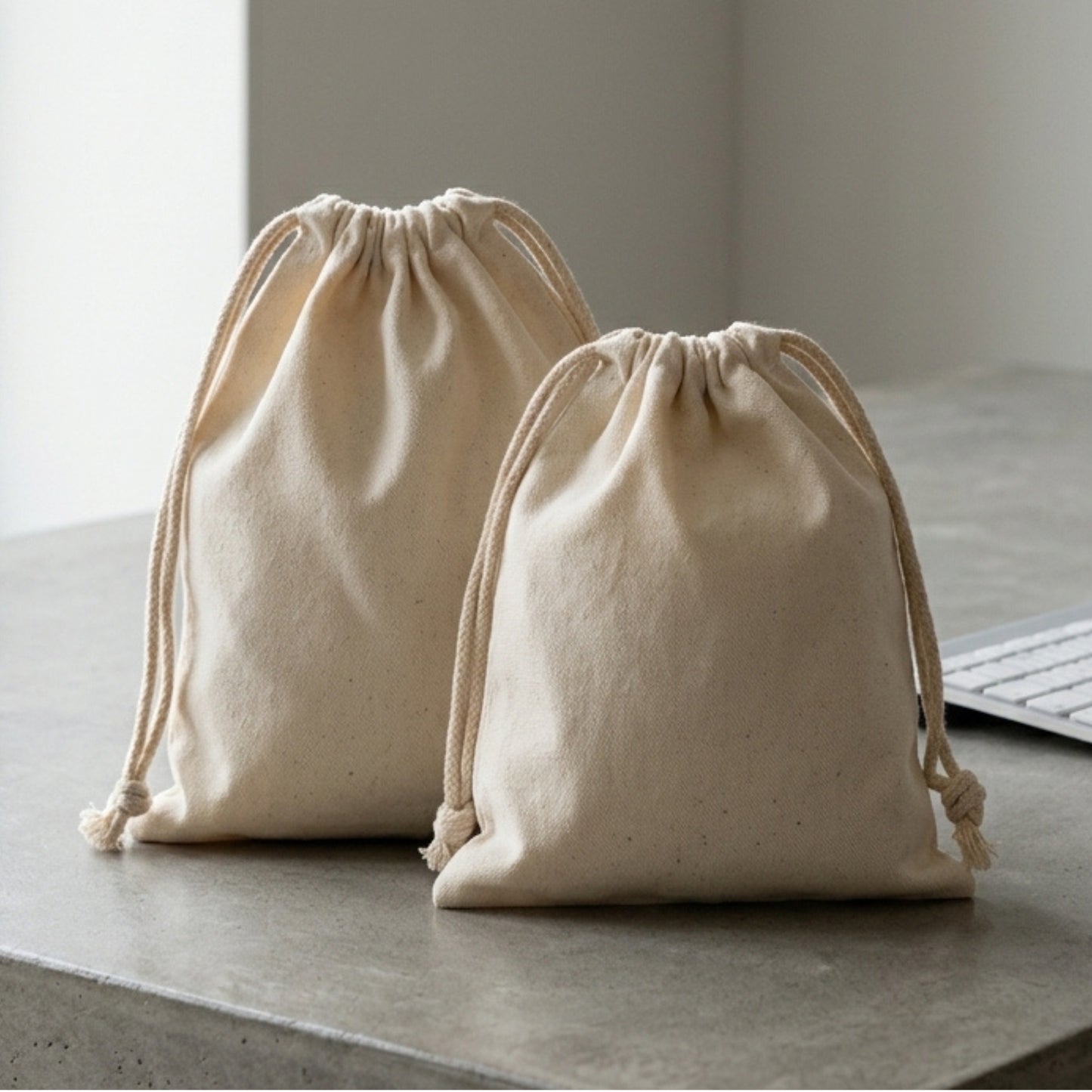 100% Organic Cotton Double Drawstring Premium Cotton Muslin Bags