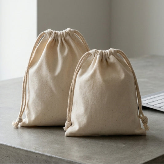 100% Organic Cotton Double Drawstring Premium Cotton Muslin Bags