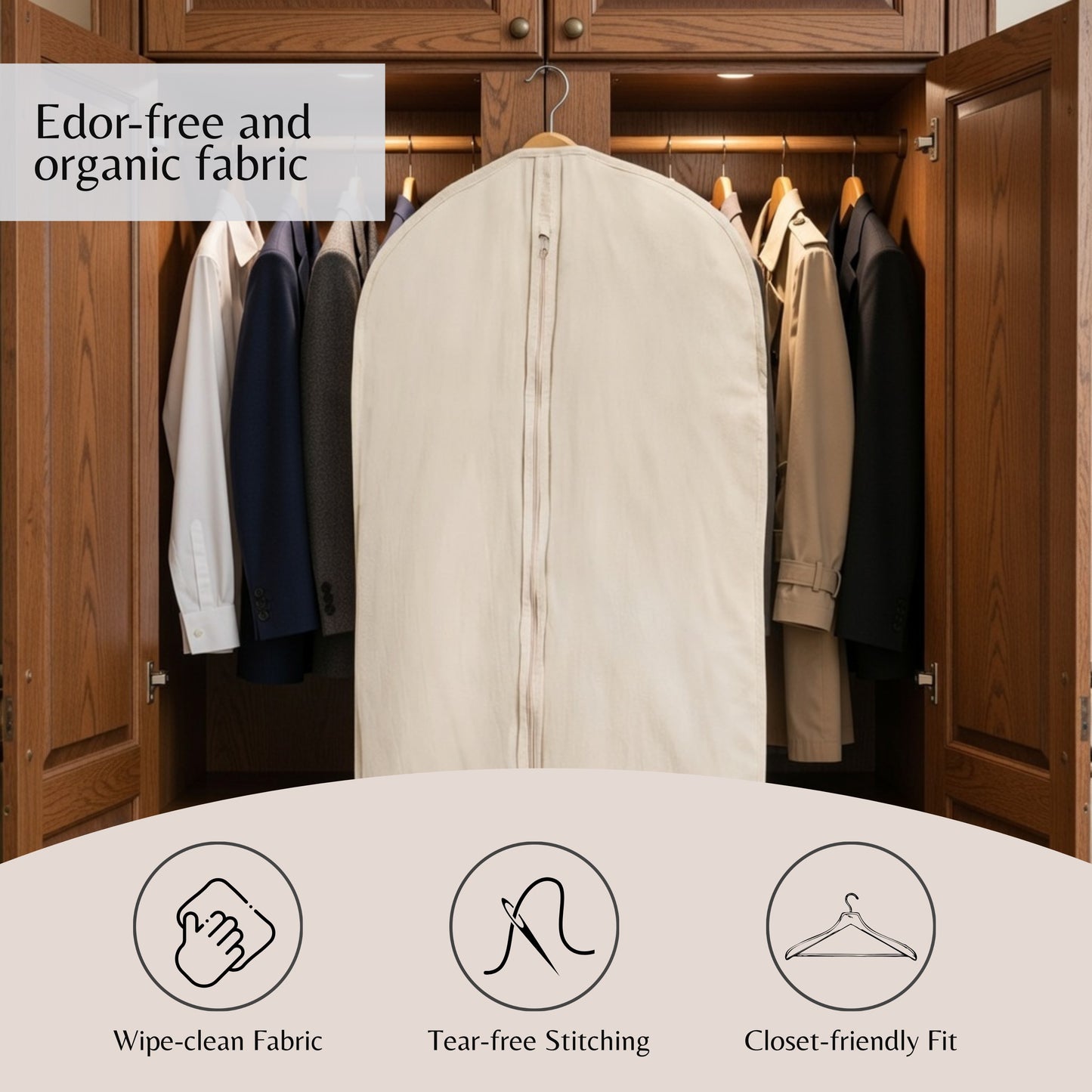 Funda para ropa 100% algodón natural (116 cm)