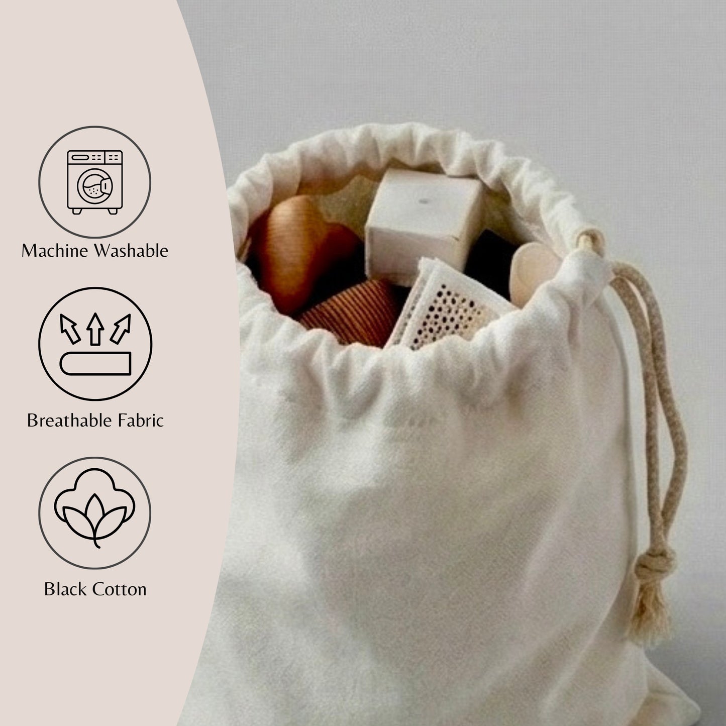 100% Organic Cotton Double Drawstring Premium Cotton Muslin Bags