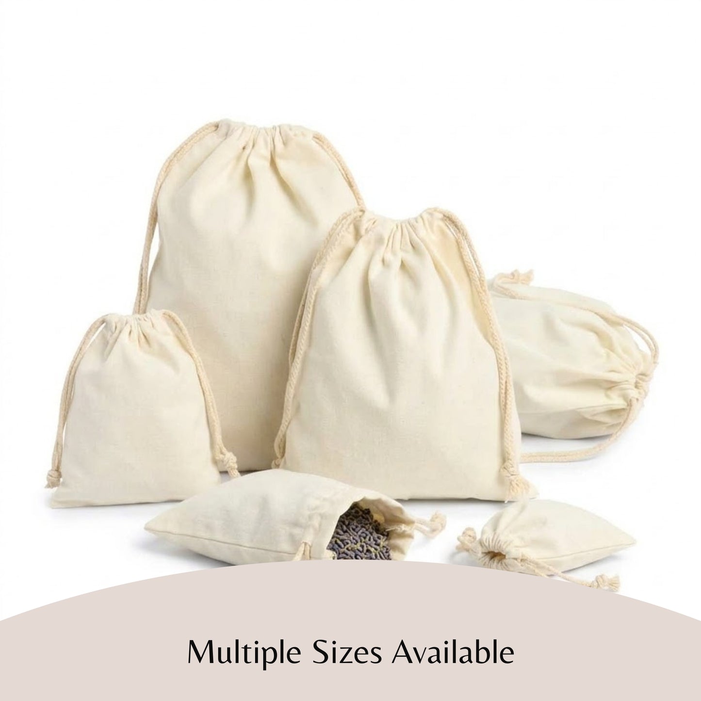 100% Organic Cotton Double Drawstring Premium Cotton Muslin Bags