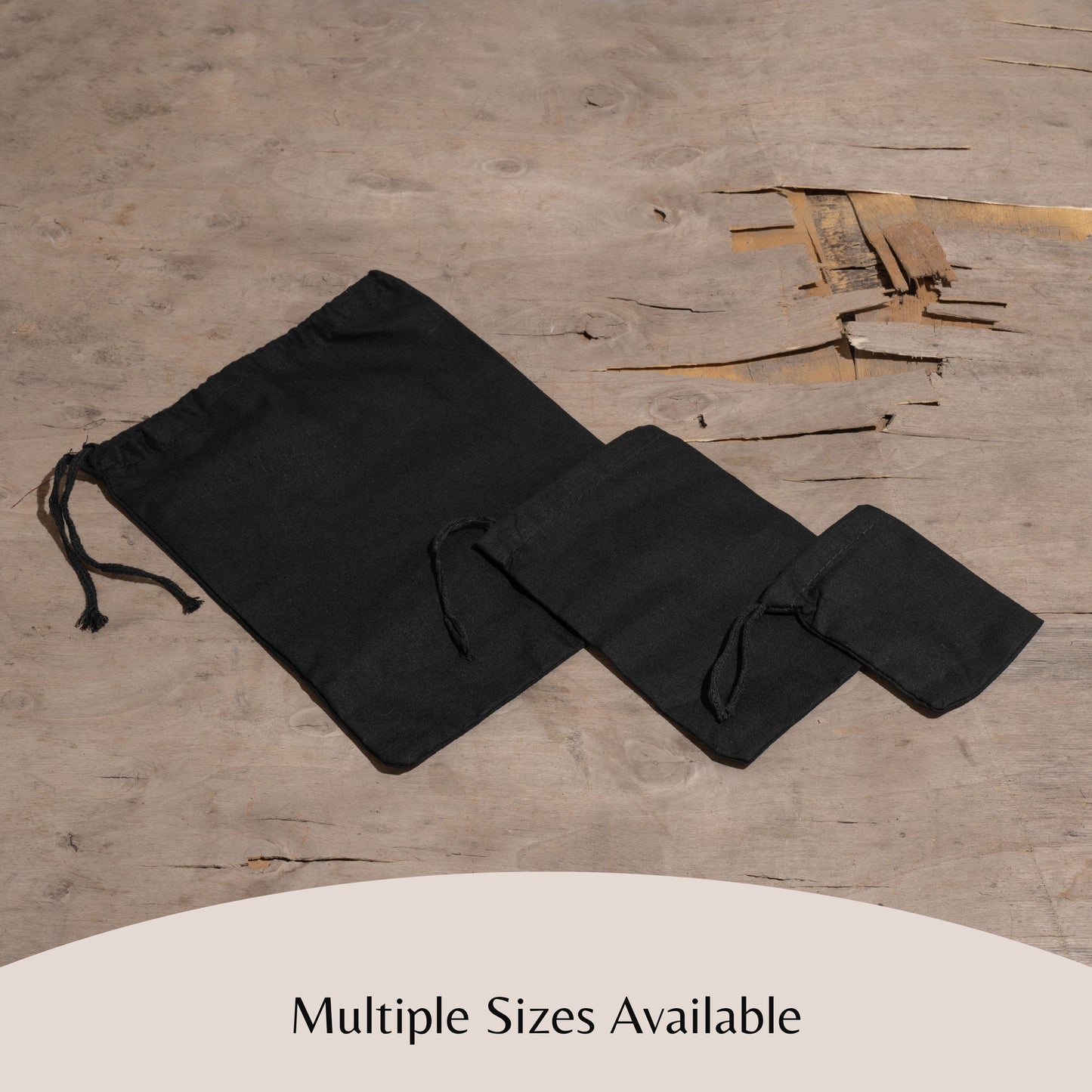 Black Cotton Single Drawstring Cotton Muslin Bags
