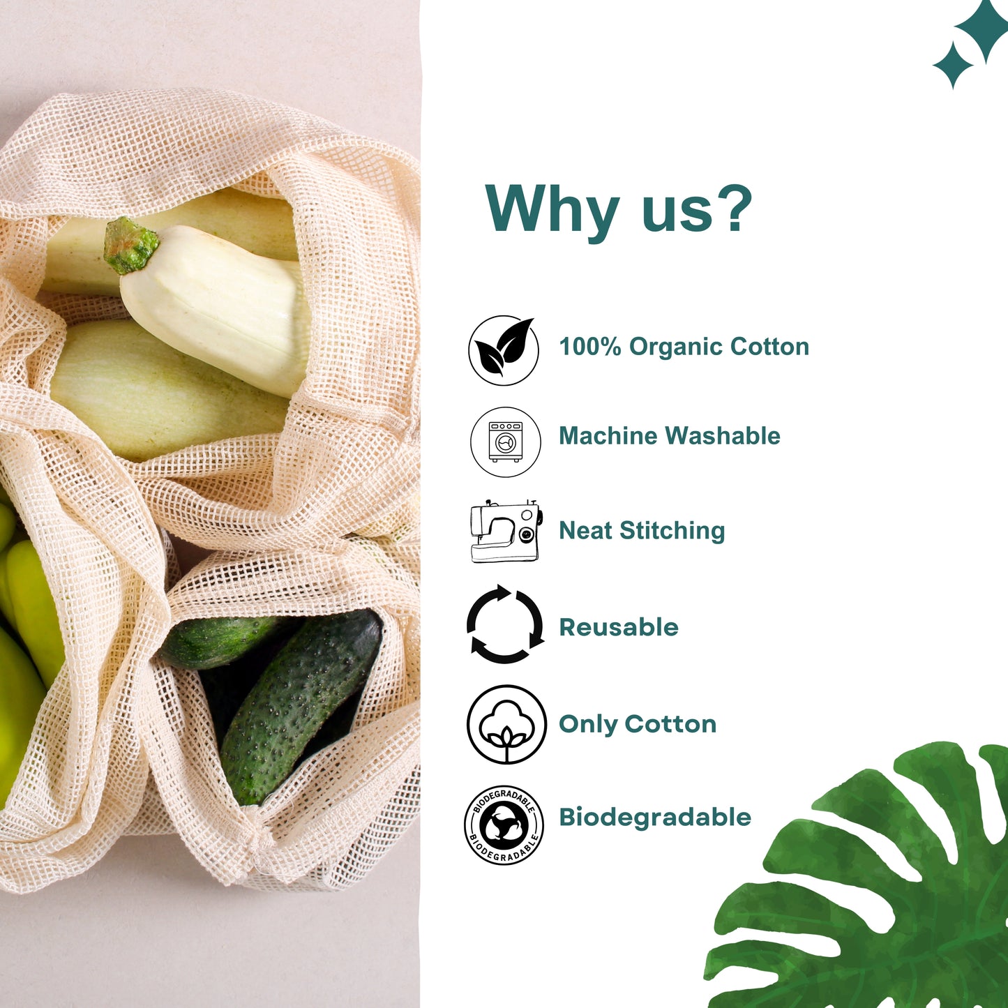Bolsas de lavandería y de malla 100% algodón orgánico