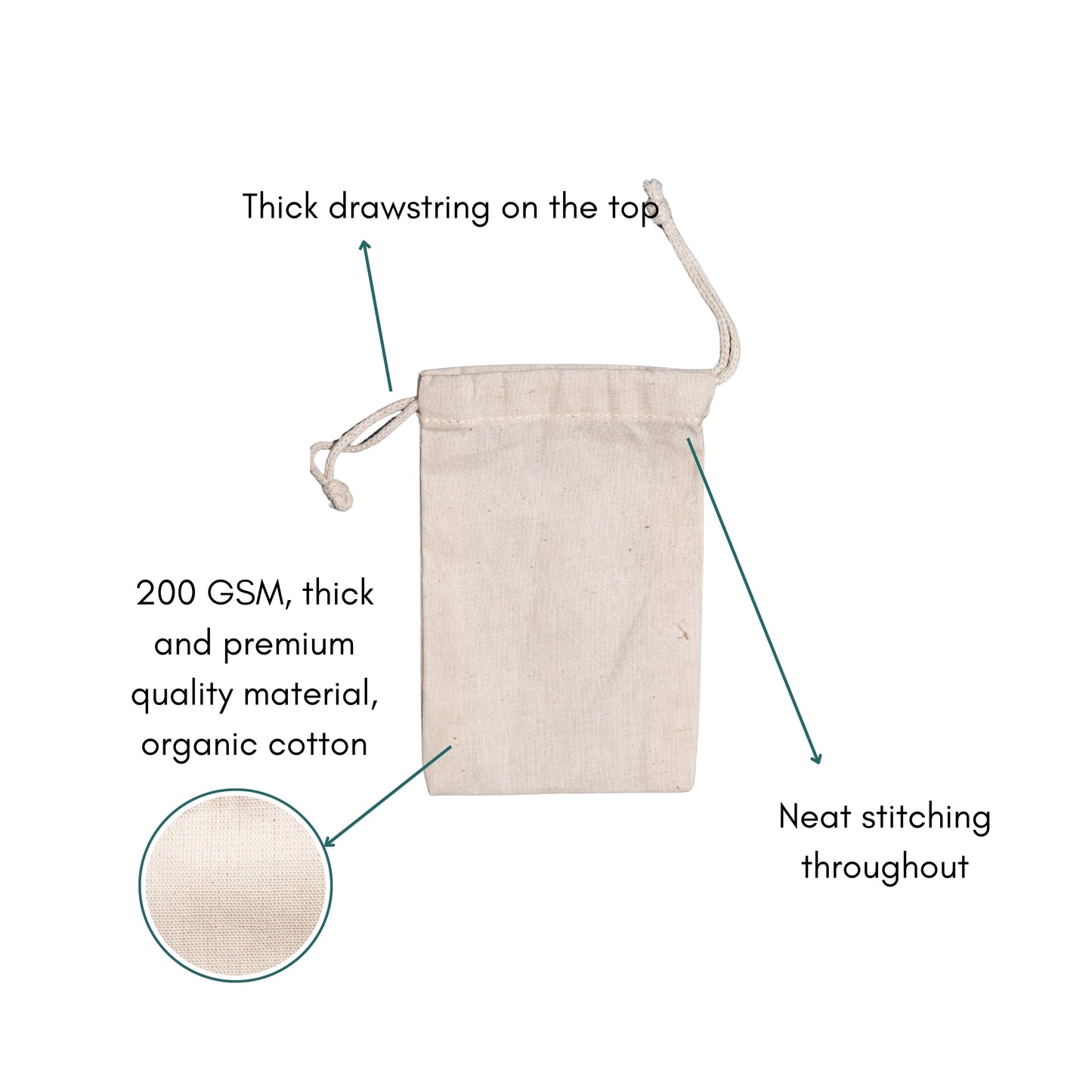 Canvas Cotton Double Drawstring Premium Quality Muslin Bags