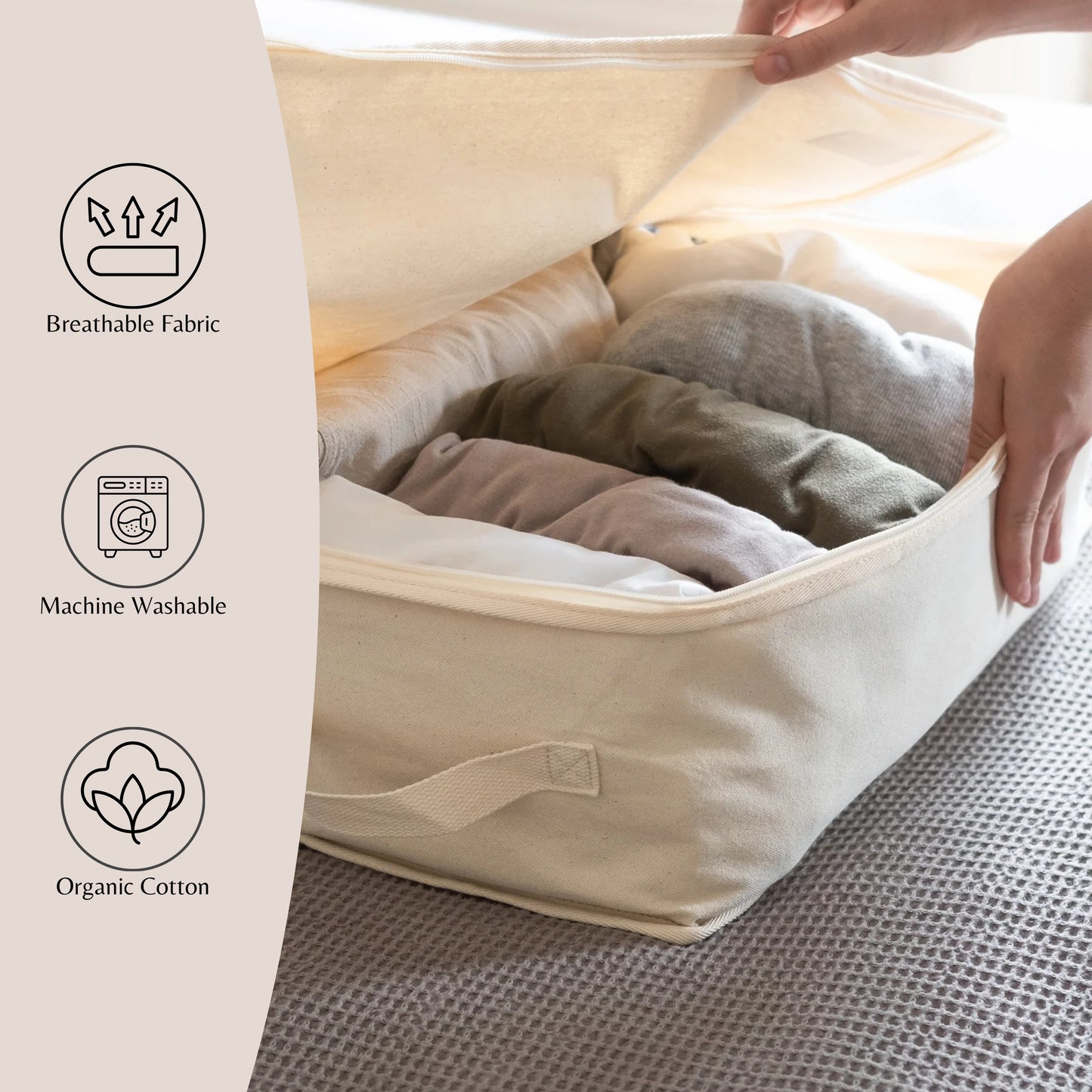 Clothing Storage Bags – 330gsm (10oz) Extra Thick Natural Cotton Packing Cubes  – Medium