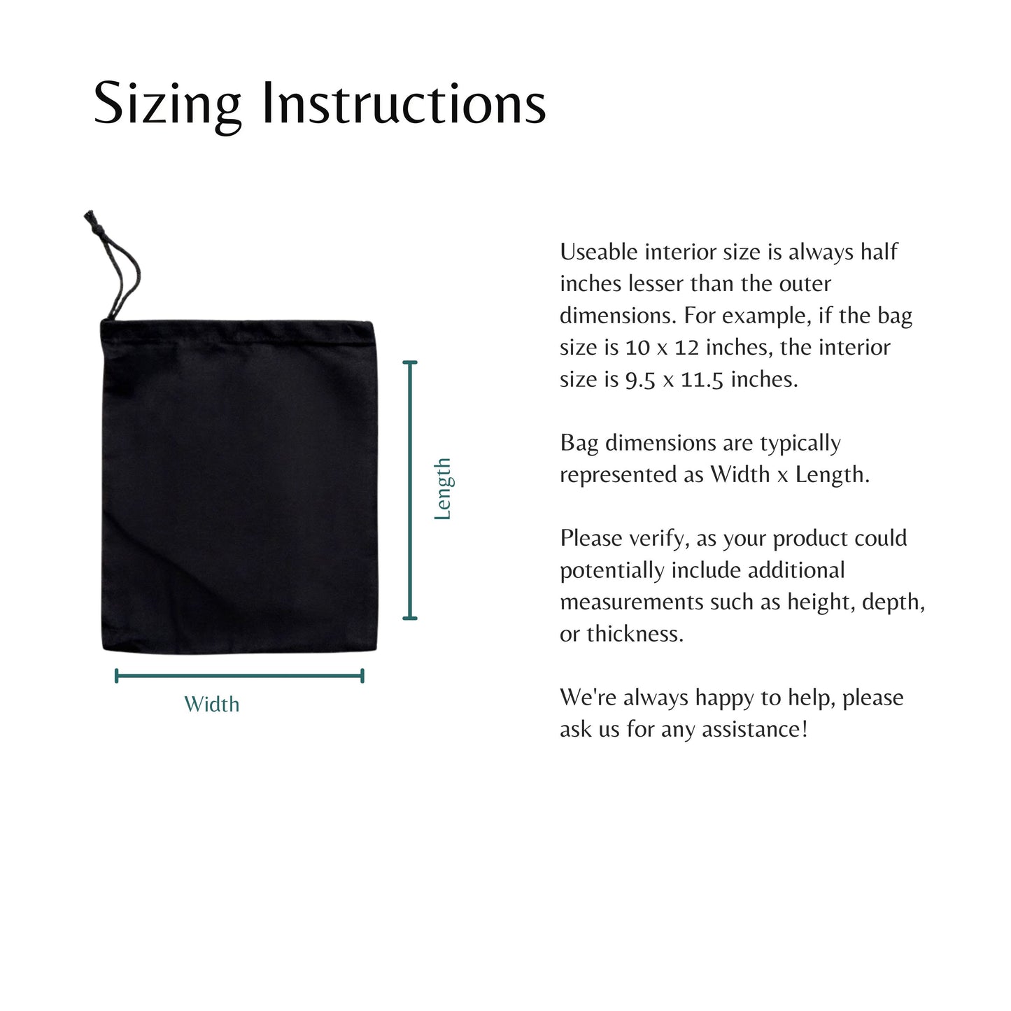 Black Cotton Single Drawstring Cotton Muslin Bags