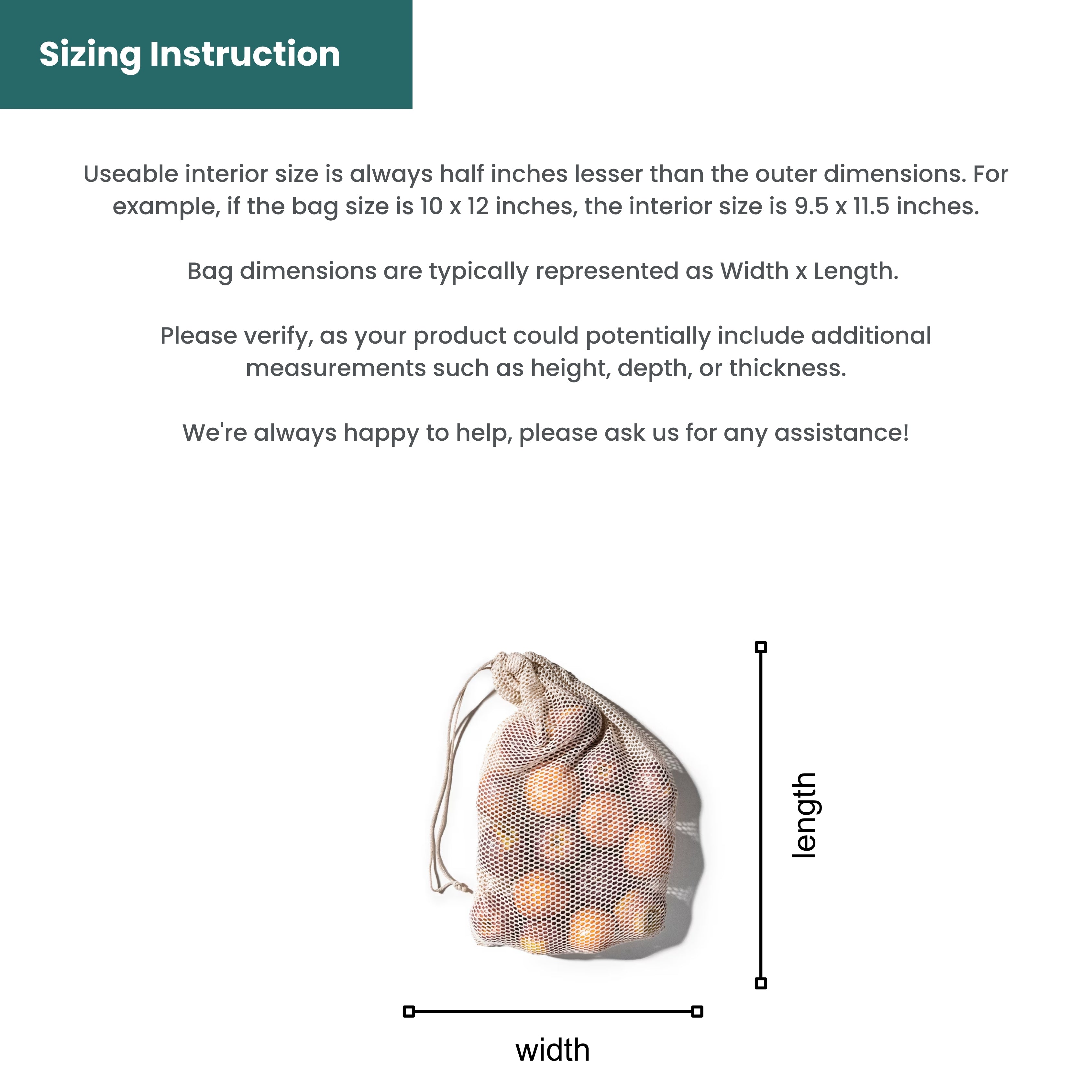 Organic Cotton Laundry Bags. Washable and Reusable. Mesh Storage Bags