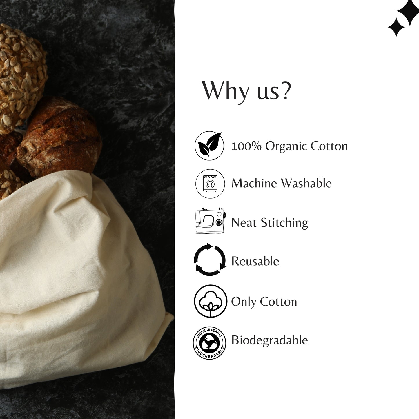 100% Organic Cotton Double Drawstring Premium Cotton Muslin Bags